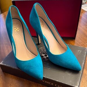 Vince Camuto Teal Suede Heels